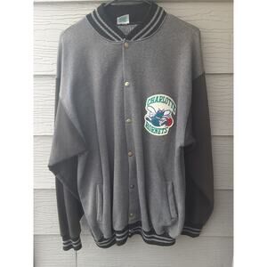 VTG 1993 Charlotte Hornets Teamwork Varsity Button Up Sweatshirt Jacket